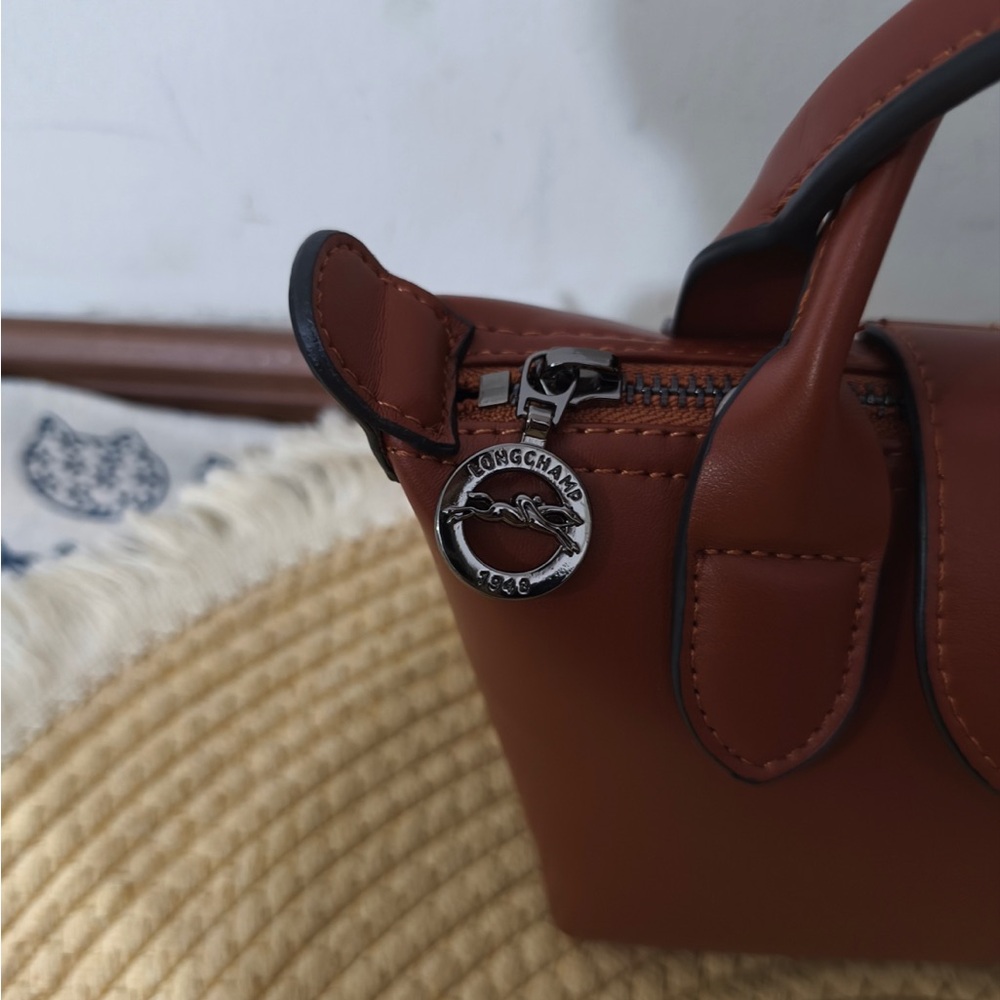 Longchamp Brown Mini Leather Top-Handle Bag with Strap - Picture 4 of 10